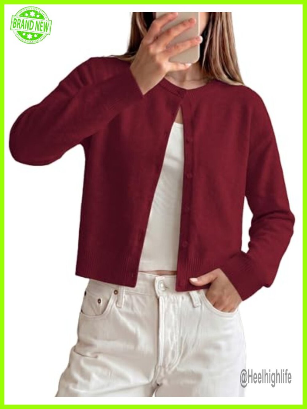 Cropped Cardigan Sweater Long Sleeve Open Front Knit Y2K Casual Layer